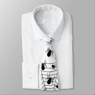 Schwarz-weiße Spinnennetzmuster Halloween Krawatte
