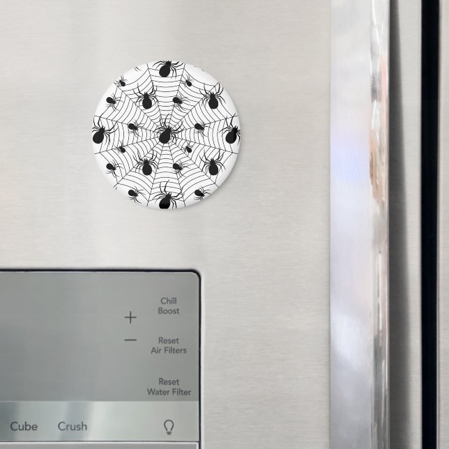 Schwarz-weiße Spinnennetzmuster Halloween Magnet (In Situ (Kühlschrank))