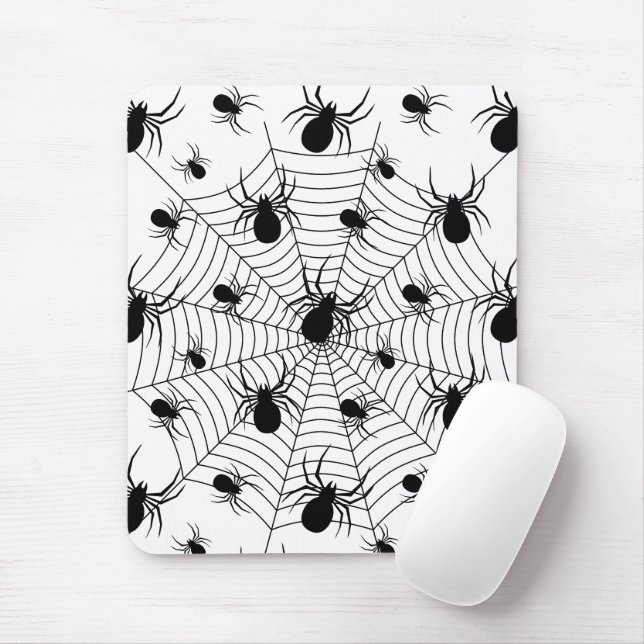 Schwarz-weiße Spinnennetzmuster Halloween Mousepad (Mit Mouse)