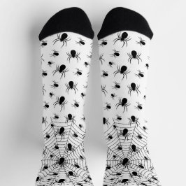 Schwarz-weiße Spinnennetzmuster Halloween Socken