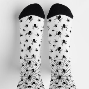 Schwarz-weiße Spinnennetzmuster Halloween Socken