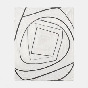 Schwarz Weiße Spirale Quadrat Abstrakt Fleecedecke