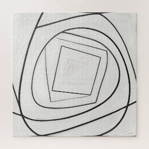 Schwarz Weiße Spirale Quadrat Abstrakt Puzzle