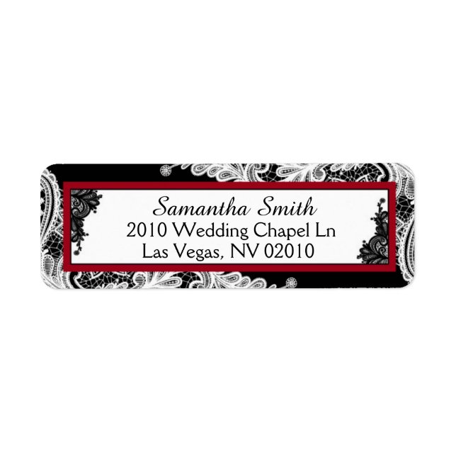 Schwarz-weiße Spitzenroter AkzenteHochzeitstempel (Vorne)