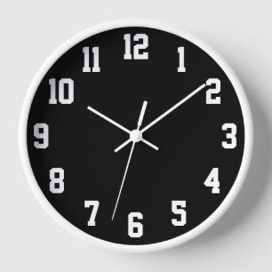Schwarz-Weiße Sportzahlen Uhr