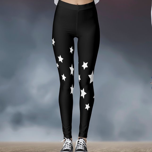 Schwarz-weiße Sterne Leggings (Von Creator hochgeladen)