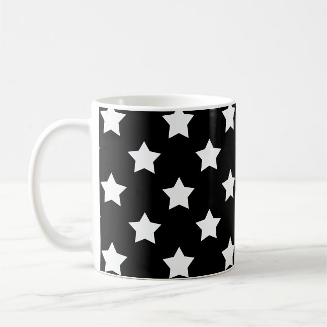 Schwarz-weiße Sternenmuster dekorativ Kaffeetasse (Links)