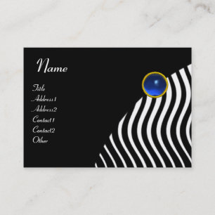 SCHWARZ-WEISSE STILWELLEN, BLUE GEMSTONE MONOGRAM VISITENKARTE