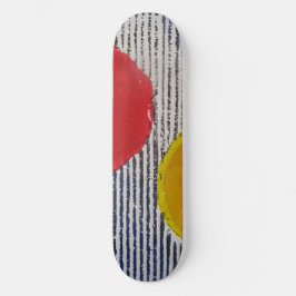 Schwarz-weiße Streifen aus rotem Gelbsonnenmotiv Skateboard