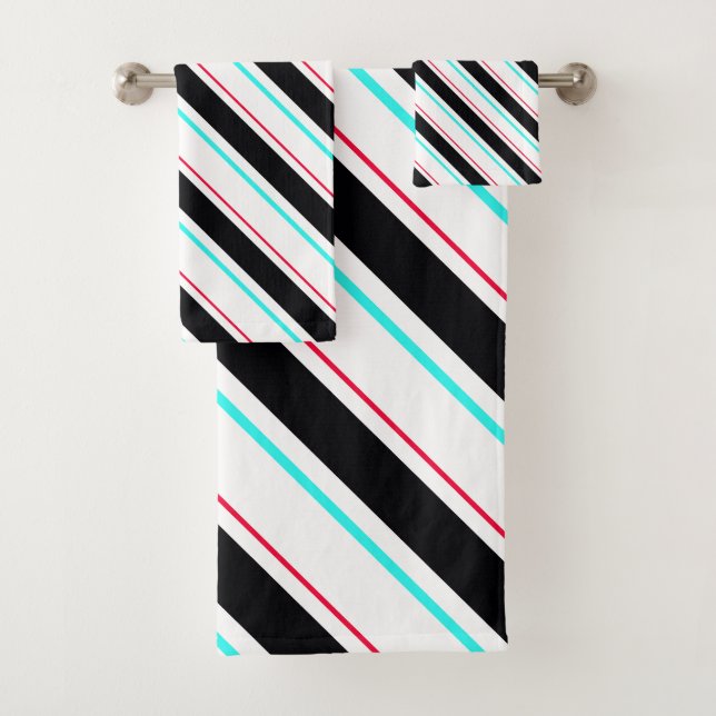 Schwarz-weiße Streifen Badhandtuch Set (Insitu)