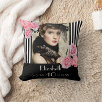 Schwarz-weiße Streifen Blume Foto 40. Geburtstag