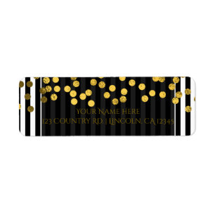 Schwarz-weiße Streifen Chic Gold Faux-Folie-Punkte