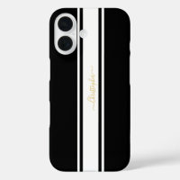Schwarz-weiße Streifen Gold Mit Monogramm Chic