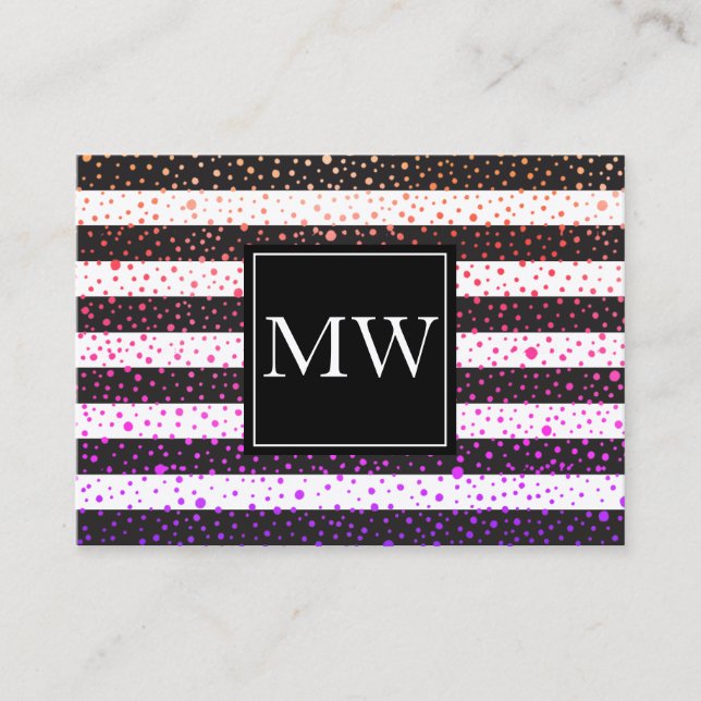 Schwarz-weiße Streifen in luxuriösen Farbtönen Mon Visitenkarte (Vorderseite)