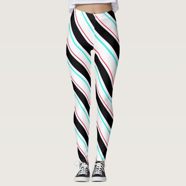 Schwarz-weiße Streifen Leggings (Vorderseite)