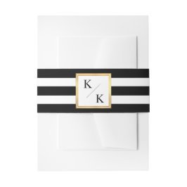 Schwarz-weiße Streifen mit klassischem Goldrahmen Einladungsbanderole