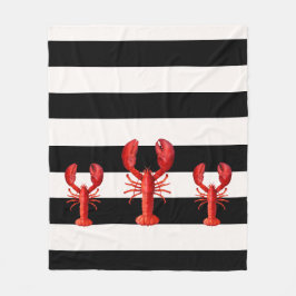 Schwarz-weiße Streifen mit roten Hummern Fleecedecke