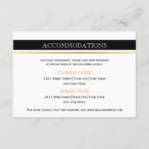 Schwarz-weiße Streifen moderne Hochzeitsunterkünft Begleitkarte