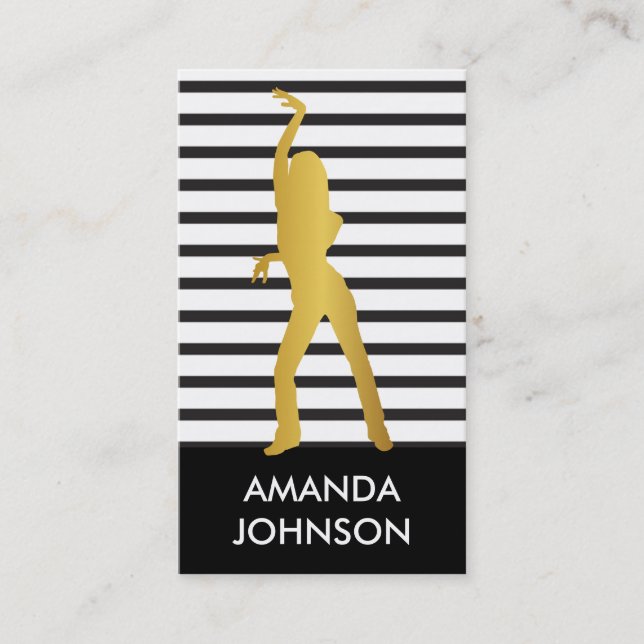 Schwarz-weiße Streifen QR-Code der Tanzschule Visitenkarte (Vorderseite)