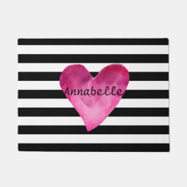 Schwarz + Weiße Streifen Rosa Wasserfarbe Name des Fußmatte