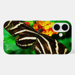 Schwarz-weiße Streifen Schmetterling langes Zebra- iPhone 16 Hülle