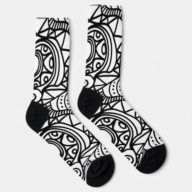 SCHWARZ-WEISSE SWIRL Design Crew Socks Socken (Rechts)