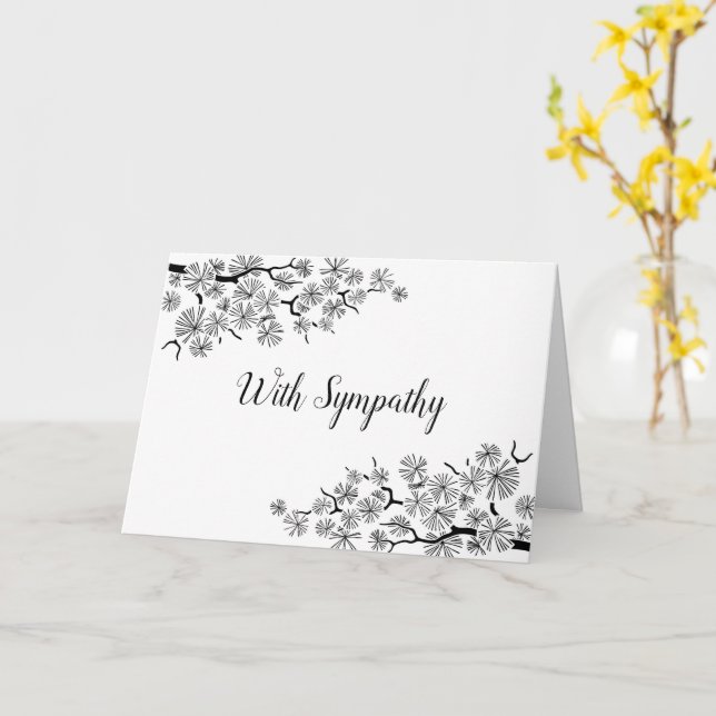 Schwarz-weiße Sympathiekarte für Kiefernzweige Karte (Gelbe Blume)