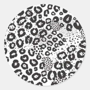 Schwarz-weiße Tierdruckschneeleopard Cheetah Runder Aufkleber