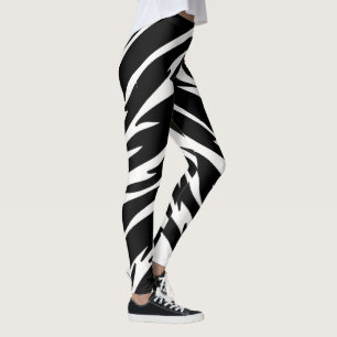 Schwarz-weiße Tiger-Leggings - Tierprint Yoga-Hose Leggings