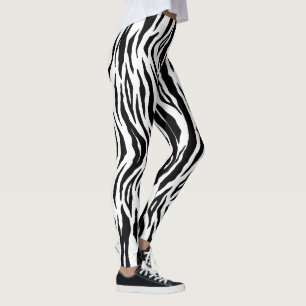 Schwarz-weiße Tigerstreifen Tierdruckmuster Leggings