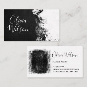 Schwarz-weiße Tintenspritzer-Typografie-Makeup-Art Visitenkarte