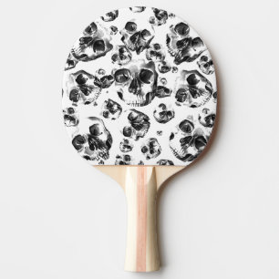 Schwarz-weiße Totenkopf-Skelett-Schädel-Art Muster Tischtennis Schläger