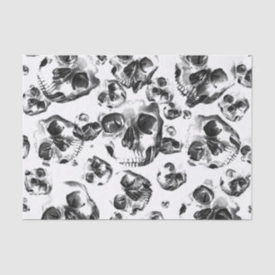 Schwarz-weiße Totenkopf-Skelett-Schädel-Kunstmuste Seidenpapier