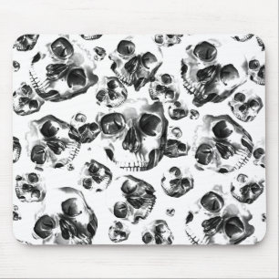 Schwarz-weiße Totenkopf-Skull-Kunstmuster Mousepad