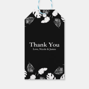 Schwarz-weiße tropische Blätter Elegant Chic Party Geschenkanhänger