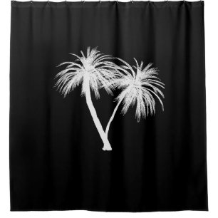Schwarz-Weiße tropische Palmen Modern Chic Duschvorhang