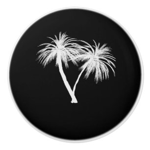 Schwarz-weiße tropische Palmen modern chic Keramikknauf