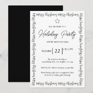 Schwarz-weiße-Typografie Einzigartige Weihnachtsfe Einladung
