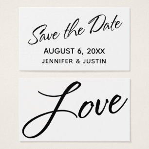 Schwarz-weiße Typografie Save-the-Date-Beilage