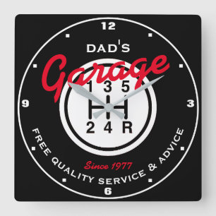 Schwarz-weiße Umschalttaste des Vaters oder einer  Quadratische Wanduhr