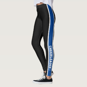 Schwarz-weiße und blaue Cheerleader Leggings