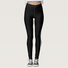 Schwarz-weiße und blaue Cheerleader Leggings