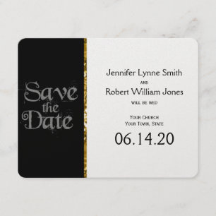 Schwarz-weiße und Gold Glitzer Hochzeit Sichern Si Save The Date