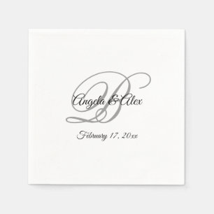 Schwarz-weiße und graue Extravagante Monogramm Serviette