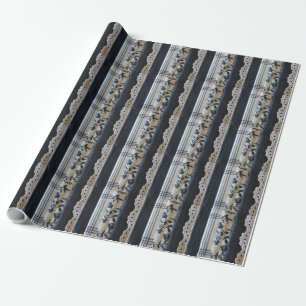 Schwarz-weiße und graue Imitate Stoffbleche Geschenkpapier