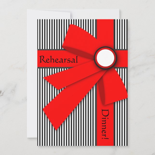 Schwarz-weiße und Red Gift Bow Probe Einladung (Vorderseite)