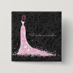 Schwarz-weiße und rosa Hochzeitskleidung und Vinta Button