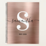 Schwarz-weiße und Rose Gold Moderne Monogram Planer<br><div class="desc">Schwarz-Weiß-Monogramm mit modernster Kalligraphie im trendigen Stil und elegantem,  modernen Schriftart. Erhöhen oder verkleinern Sie die für Ihr Monogramm benötigte Größe des Schriftartes. Behalt das Format des Schuljahres oder ändere den Anzug deiner Bedürfnisse. Schwarz,  Weiß und Imitate Rose Gold und rosa rot Farbverlauf Ober Folie personalisiert Planer für sie.</div>