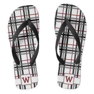 Schwarz-weiße und rote Karierte Flip Flops