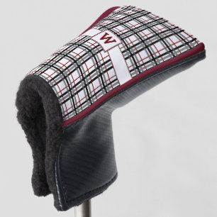Schwarz-weiße und rote Karierte Putter-Abdeckung Golf Headcover